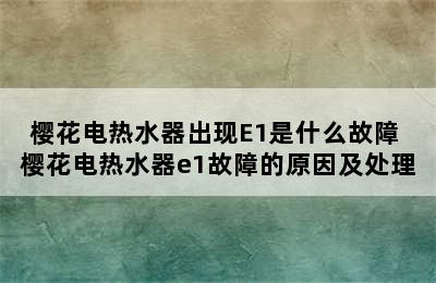 樱花电热水器出现E1是什么故障 樱花电热水器e1故障的原因及处理